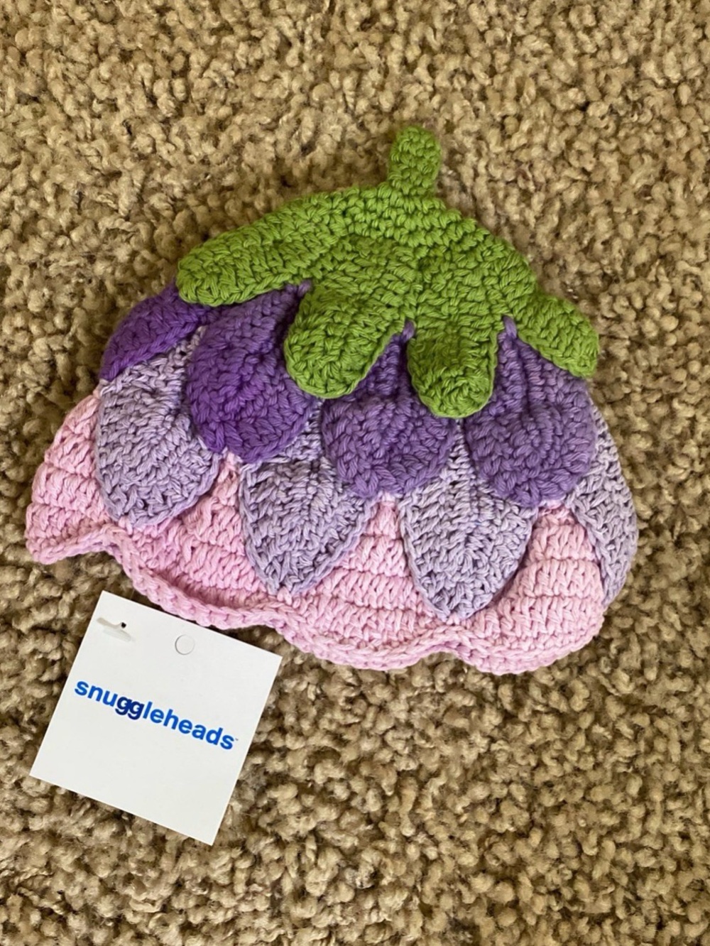 NEW Snuggleheads Crocheted Baby Berry Beanie Size 0-3 Months